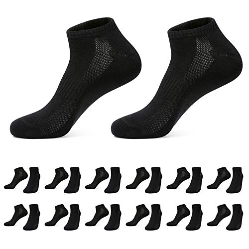 FARCHAT Kurze Socken Herren 43-46 Damen Socken Schwarz Baumwolle Sportsocken Unisex 12 Paar von FARCHAT