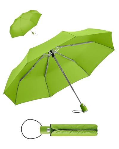FARE Regenschirm (limette) - öffnet & schließt automatisch - kompakt, windsicher, sturmfest & wasserabweisend - stabiler Taschenschirm - Perfekter Begleiter für Damen und Herren von FARE