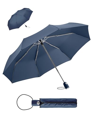 FARE Regenschirm (marine) - öffnet & schließt automatisch - kompakt, windsicher, sturmfest & wasserabweisend - stabiler Taschenschirm - Perfekter Begleiter für Damen und Herren von FARE