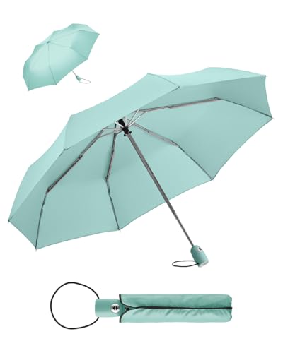 FARE Regenschirm (minzgrün) - öffnet & schließt automatisch - kompakt, windsicher, sturmfest & wasserabweisend - stabiler Taschenschirm - Perfekter Begleiter für Damen und Herren von FARE