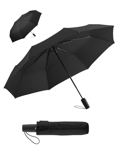 FARE Mini-Taschenschirm – Premium-Regenschirm öffnet-schließt-automatisch flexibel windsicher stabil kompakt wasserdicht; Markenschirm 60 Jahre Erfahrung aus Deutschland (schwarz) von FARE