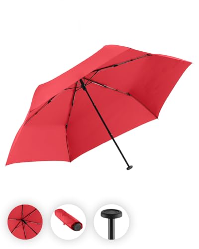 FARE Ultraleichter Mini-Taschenschirm Filigrain Only95 - Mit nur 95 Gramm der leichteste Regenschirm am Markt; Packmaß nur 20cm; perfekt für Jede Handtasche (Rot) von FARE