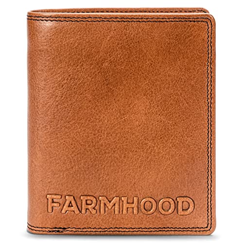 FARMHOOD Memphis Damen/Herren Leder Geldbörse | großes Portemonnaie mit 8 Kreditkartenfächer und einem Münzfach | 11 cm großer Geldbeutel mit RFID-Schutz und einer Klappe von Farmhood