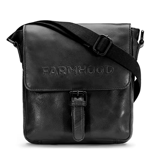 FARMHOOD Memphis Damen/Herren Leder Umhängetasche | Crossbody-Tasche mit Reißverschlussfach auf der Rückseite | 22cm mittelgroße Schultertasche mit Handyfach und Reißverschlussfächer von Farmhood