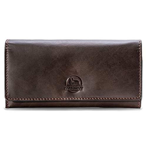 FARMHOOD Nashville Damen große Leder Geldbörse | viele Fächer & RFID-Schutz | Portemonnaie Querformat 19,5 cm von Farmhood