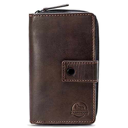FARMHOOD Nashville Damen große Echtleder Geldbörse | RFID-Schutz & viele Fächer | Portemonnaie Hochformat 10 cm von Farmhood