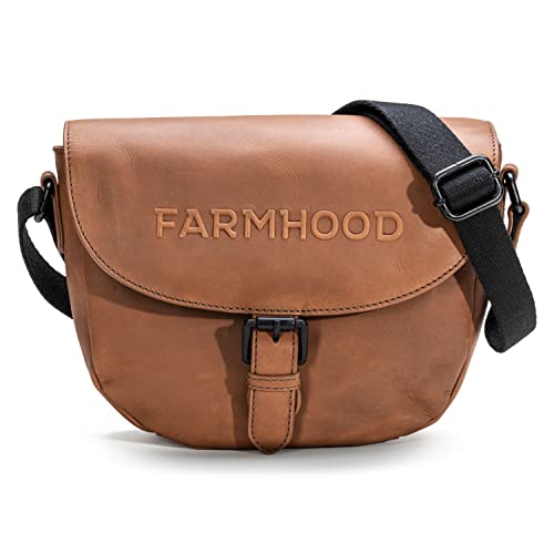 FARMHOOD Nashville Damen Leder Umhängetasche mit vielen Fächern | breiter & längenverstellbarer Gurt | Crossbody Bag 25 cm von FARMHOOD