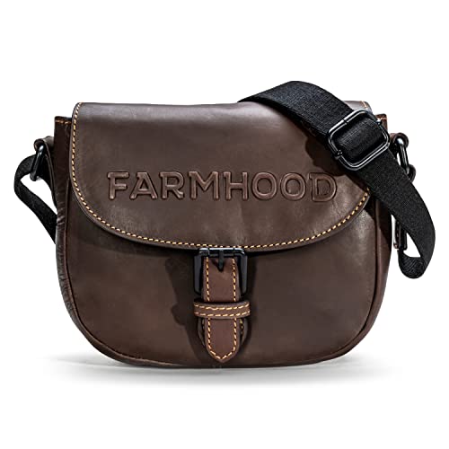 FARMHOOD Nashville Damen Leder Umhängetasche mit vielen Fächern | breiter & längenverstellbarer Gurt | Crossbody Bag 21 cm von FARMHOOD