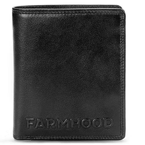 FARMHOOD Memphis Damen/Herren Geldbörse aus Leder - Portemonnaie groß mit 8 Kreditkartenfächer und einem Münzfach - Geldbeutel viele weitere Fächer - 11 cm (Black) von FARMHOOD