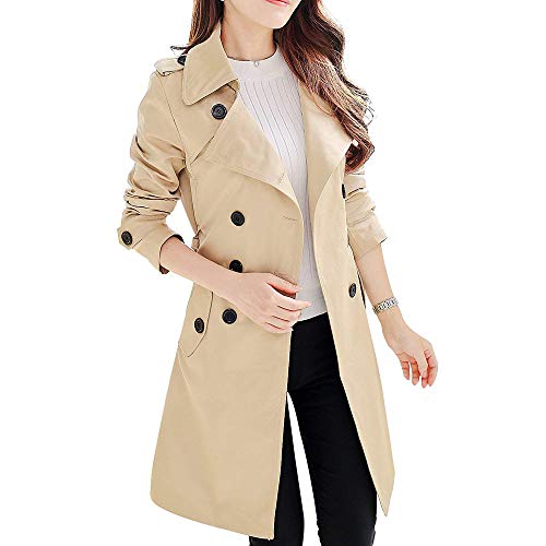 FARVALUE Zweireihiger Damen-Trenchcoat, wasserabweisend, Windbreaker, klassischer Reversmantel mit Gürtel, A-Khaki, M FARVALUE Zweireihiger Damen-Trenchcoat, wasserabweisend, Windbreaker, klassischer Reversmantel mit Gürtel, A-Khaki, M von FARVALUE