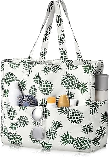 FASBET Große Strandtasche xxl mit Reißverschluss Große Badetasche Wasserdicht Strandtasche xxl Familie Extra Groß Schwimmbadtasche Tasche Leopardenmuster Shopper Groß Schwimmbad Tasche Schwimmtasche von FASBET