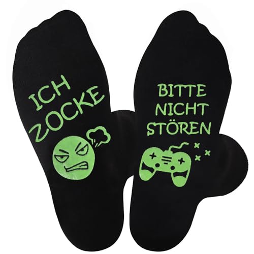 Lustige Socken Herren Baumwollsocken Gamer Socken Zocken Socken mit Spruch "BITTE NICHT STÖREN ICH ZOCKE" Geschenke für Zocker Männer und Frauen Geburtstagsgeschenk Weihnachtsgeschenke von FASBET