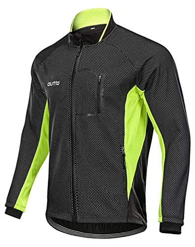 FASCINATDECO Herren Fahrradjacke Wasserdicht Winddicht Softshelljacke Winter Thermo Atmungsaktiv Reflektierend Radjacke Für Herbst Winter Outdoor-Sportarten (Grün,4XL) von FASCINATDECO