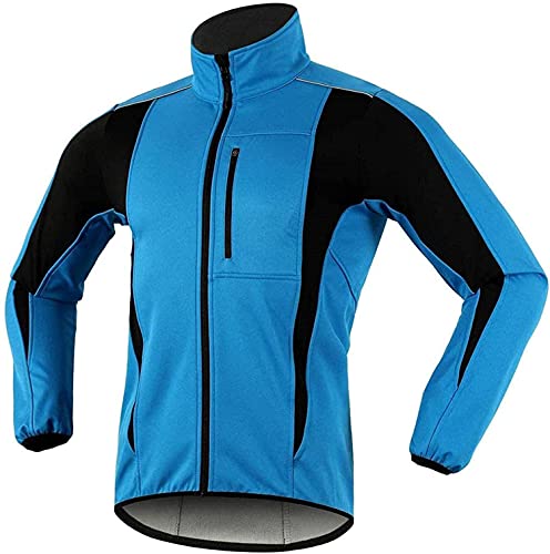 Herren Fahrradjacke Wasserdicht Winddicht Softshelljacke Winter Thermo Atmungsaktiv Reflektierend Radjacke Für Herbst Winter Outdoor-Sportarten (Blau,M) von FASCINATDECO