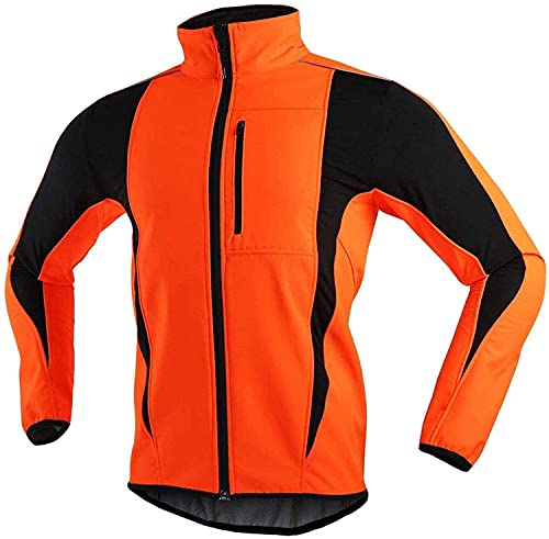 FASCINATDECO Herren Fahrradjacke Wasserdicht Winddicht Softshelljacke Winter Thermo Atmungsaktiv Reflektierend Radjacke Für Herbst Winter Outdoor-Sportarten (Orange,XXL) von FASCINATDECO