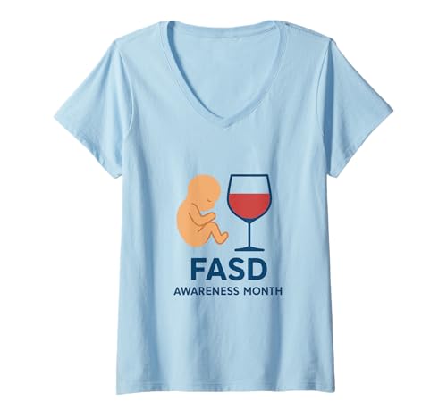 Damen Monat des Bewusstseins für fetale Alkoholspektrumstörungen (FASD) T-Shirt mit V-Ausschnitt von FASD Awareness Month Store