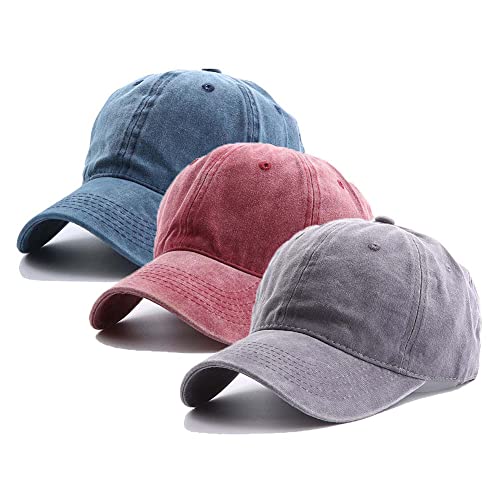 FASECKS 3er-Pack Vintage Washed Plain Baseball Cap Kappe, weiche Baumwolle Trucker Dad Hats Geschenk für Männer/Frauen von FASECKS