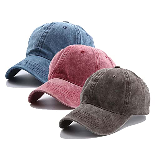 FASECKS 3er-Pack Vintage Washed Plain Baseball Cap Kappe, weiche Baumwolle Trucker Dad Hats Geschenk für Männer/Frauen von FASECKS