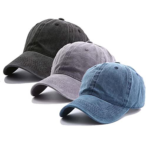 FASECKS 3er-Pack Vintage Washed Plain Baseball Cap Kappe, weiche Baumwolle Trucker Dad Hats Geschenk für Männer/Frauen von FASECKS