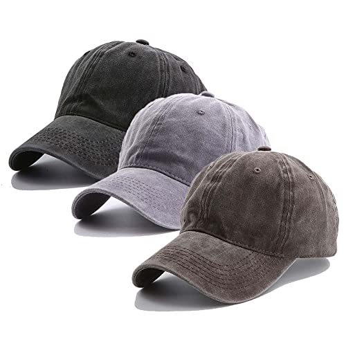 3er-Pack Vintage Washed Plain Baseball Cap Kappe, weiche Baumwolle Trucker Dad Hats Geschenk für Männer/Frauen von FASECKS