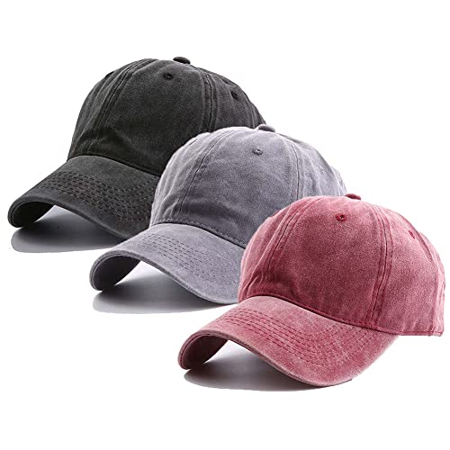 FASECKS 3er-Pack Vintage Washed Plain Baseball Cap Kappe, weiche Baumwolle Trucker Dad Hats Geschenk für Männer/Frauen von FASECKS