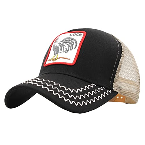 FASECKS Rooster Baseballkappe für Männer Verstellbare Trucker Mesh Atmungsaktive Mütze Frauen Herren Schnell Trocknen Baseballmützen, Schwarz , One size von FASECKS