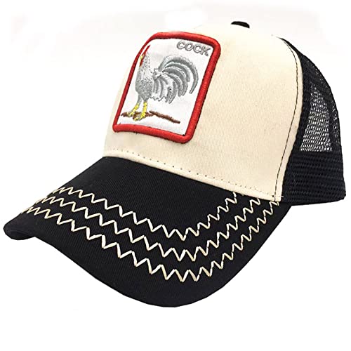 FASECKS Hahn Baseball Cap für Männer Verstellbare Trucker Mesh Atmungsaktive Mütze Damen Herren Schnell Trockene Baseball Hüte, beige, One size von FASECKS