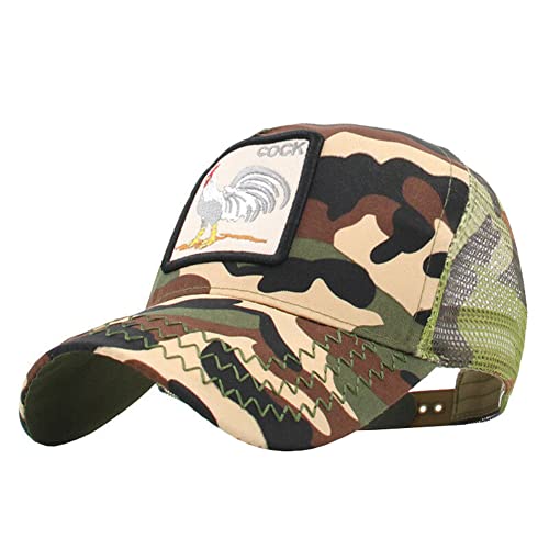 FASECKS Hahn Baseball Cap für Männer Verstellbare Trucker Mesh Atmungsaktive Mütze Damen Herren Schnell Trockene Baseball Hüte, camouflage, One size von FASECKS