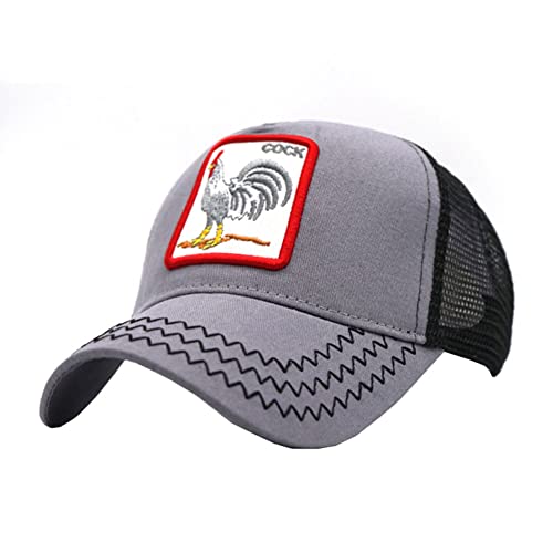 FASECKS Rooster Baseballkappe für Männer Verstellbare Trucker Mesh Atmungsaktive Mütze Frauen Herren Schnell Trocknen Baseballmützen, grau, One size von FASECKS