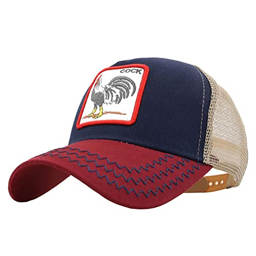 FASECKS Rooster Baseballkappe für Männer Verstellbare Trucker Mesh Atmungsaktive Mütze Frauen Herren Schnell Trocknen Baseballmützen, rot, One size von FASECKS