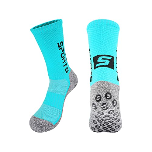 Grip Socken Fußball Atmungsaktiv Sport Training Zubehör für Damen und Herren Rutschfeste Lange Socken für Fußball Rugby, hellblau, One size von FASECKS