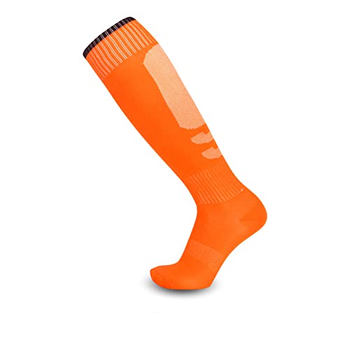 Kids Football Socks Youth Soccer Socks Breathable Sports Training Accessories, Teen Long Socks Suitable for Boys Girls Football Rugby Outdoor Sports, Orange, Einheitsgröße von FASECKS