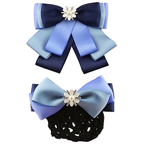 FASELE Fliege + Haarspange mit Schlauchschal für Damen und Mädchen, Schleife, Arbeits-Haarnetze, 2 Stück, Anzug Hemd Krawatte für Frauen, Uniform von FASELE