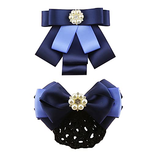 FASELE Fliege + Haarspange mit Schlauchschal für Damen und Mädchen, Schleife, Arbeits-Haarnetze, 2 Stück, Anzug Hemd Krawatte für Frauen, Uniform von FASELE