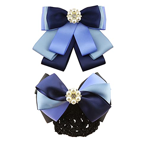 FASELE Fliege + Haarspange mit Schlauchschal für Damen und Mädchen, Schleife, Arbeits-Haarnetze, 2 Stück, Anzug Hemd Krawatte für Frauen, Uniform von FASELE