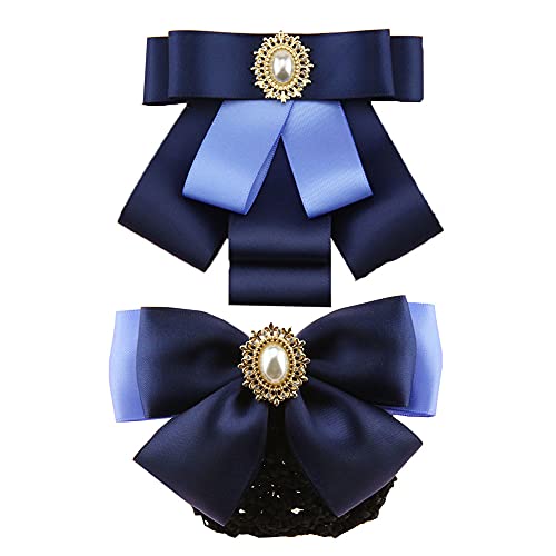 FASELE Fliege + Haarspange mit Schlauchschal für Damen und Mädchen, Schleife, Arbeits-Haarnetze, 2 Stück, Anzug Hemd Krawatte für Frauen, Uniform von FASELE