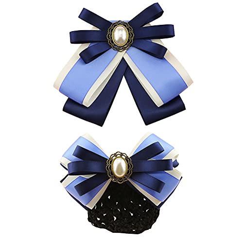 FASELE Fliege + Haarspange mit Schlauchschal für Damen und Mädchen, Schleife, Arbeits-Haarnetze, 2 Stück, Anzug Hemd Krawatte für Frauen, Uniform von FASELE