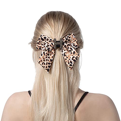 FASELE Große Leopardenmuster Schleife Peral Schleife Haarspangen Federclip Haarspange Wickeln Kopfbedeckung Haarschmuck für Damen von FASELE