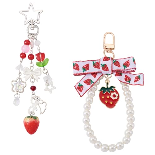 FASHEWELRY Niedlicher Schlüsselanhänger für Damen, Kunststofftaschen-Anhänger mit Sternverschlüssen aus Legierung, Blume, Stern, Obst, Schlüsselanhänger, Zubehör für Geldbörse, Geldbörse FASHEWELRY Niedlicher Schlüsselanhänger für Damen, Kunststofftaschen-Anhänger mit Sternverschlüssen aus Legierung, Blume, Stern, Obst, Schlüsselanhänger, Zubehör für Geldbörse, Geldbörse von FASHEWELRY