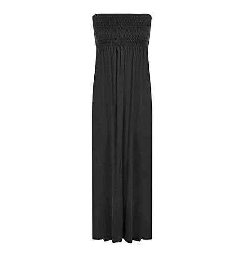 FASHION 7STAR Damen Bandeau-Kleid, gerafft, durchscheinend, trägerlos, lang, Maxikleid, trägerlos, Größe 34-54 Gr. 42/44, Schwarz von FASHION 7STAR