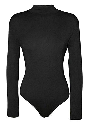 FASHION 7STAR Damen-Body mit Rollkragen, langärmelig, Stretch, Gymnastikanzug, Rollkragen, Ballett, Tanz-Body, Größen 34-54 Gr. 50-52, Schwarz von FASHION 7STAR