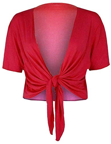 FASHION 7STAR Damen-Bolero, lässig, zum Schnüren, kurze Ärmel, Stretch, offen, Größen 36-54, rot, 38-40 von FASHION 7STAR