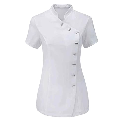 FASHION 7STAR Damen Tunika für Friseure, Spa, Massage, Therapeuten, Gesundheit, Arbeit, Nagelstudio, Uniform, weiß, 36 von FASHION 7STAR