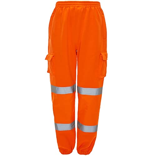 FASHION 7STAR Herren-Jogginghose, hohe Sichtbarkeit, reflektierende Streifen, Arbeitskleidung, Orange, 27-32 von FASHION 7STAR