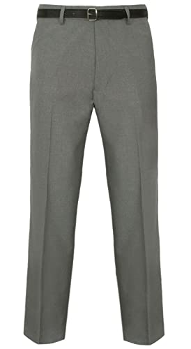 FASHION 7STAR Herrenhose für Büro, Business, Arbeitshose, Erwachsene, formelle Tasche mit Gürtel, Hose, grau, 38W x 31L von FASHION 7STAR