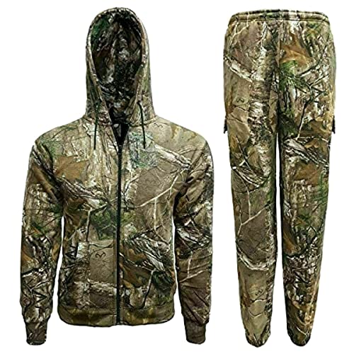 Herren-Trainingsanzug-Set mit Tarnmuster, bedruckt, für Erwachsene, Camouflage-Druck, Jagdkleidung, Weste, T-Shirt, Kapuzenpullover, Gillet und Hose, Hose mit Reißverschluss Hoodie, L von FASHION 7STAR