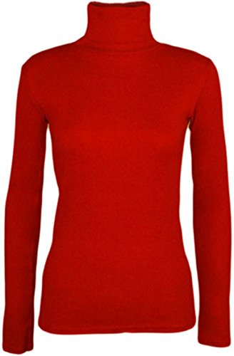 Damen-Rollkragenpullover, langärmelig, Top, Sweatshirt, Größe 36-54 Gr. 46-48, rot von FASHION FAIRIES