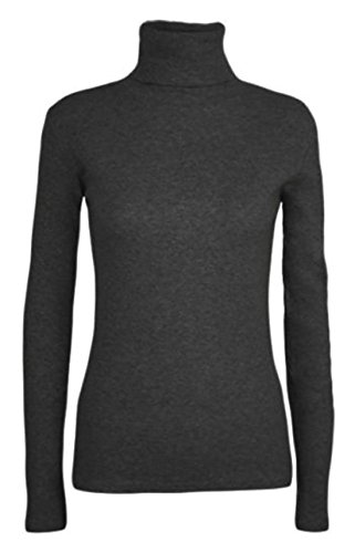 NEU DAMEN LANGARM ROLLKRAGEN POLOKRAGEN PULLI OBERTEILE GRÖßE EU 8-26 - Dunkelgrau, EU 40/42 von FASHION FAIRIES