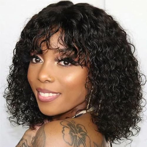 FASHION IDOL Bob Curly Echthaar-Perücken mit Pony Jerry Curl Bob Perücken Echthaar Brasilianische Virgin Echthaar Keine Lace Front Perücken für Frauen FASHION IDOL Bob Curly Echthaar-Perücken mit Pony Jerry Curl Bob Perücken Echthaar Brasilianische Virgin Echthaar Keine Lace Front Perücken für Frauen von FASHION IDOL