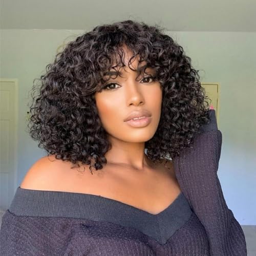 FASHION IDOL Bob Curly Echthaar-Perücken mit Pony Jerry Curl Bob Perücken Echthaar brasilianische Virgin Echthaar keine Lace Front Perücken für Frauen FASHION IDOL Bob Curly Echthaar-Perücken mit Pony Jerry Curl Bob Perücken Echthaar brasilianische Virgin Echthaar keine Lace Front Perücken für Frauen von FASHION IDOL